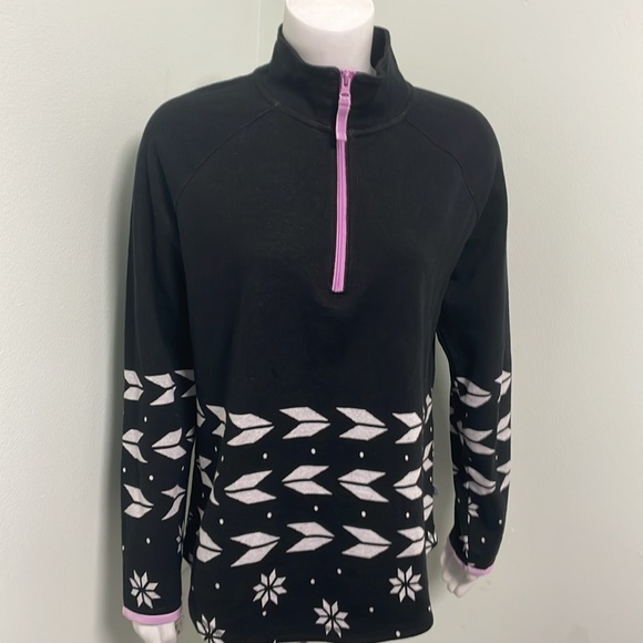 T BY Talbots RAGLAN HALF ZIP PULLOVER - GEO JACQUARD Size Medium - Picture 3 of 11